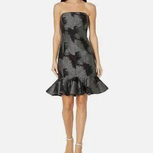 Halston NWT Strapless Metallic Jacquard Dress Size 6 Holiday New Years NYE Party